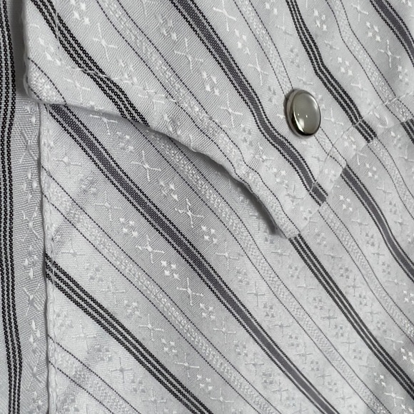 Ely cattleman mens xl stripe pearl snap white button front long sleeve shirt - Picture 8 of 10